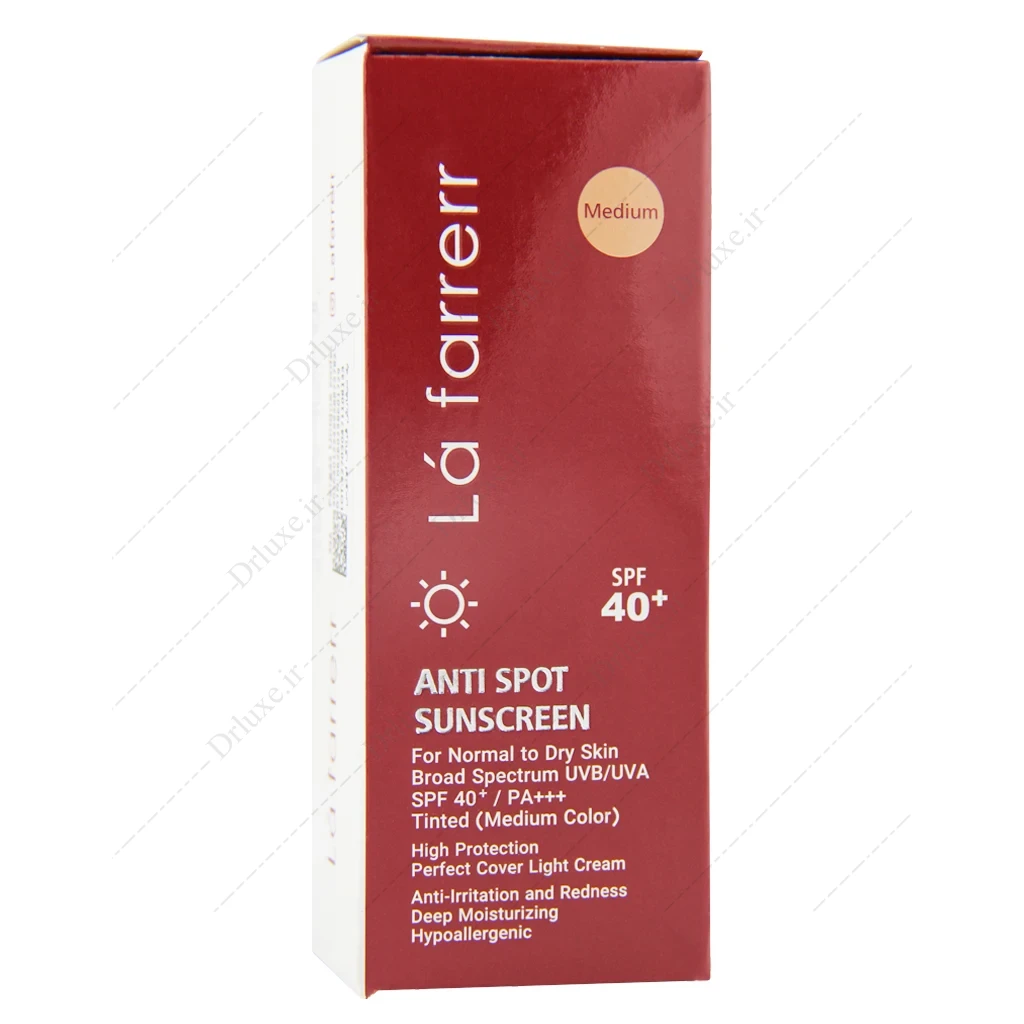 کرم ضد آفتاب و ضد لک SPF40 رنگی لافارر پوست خشک و معمولی
